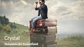  Presentation with tourism - Amazing PPT theme having future tourism - young man sitting backdrop and a gray colored foreground