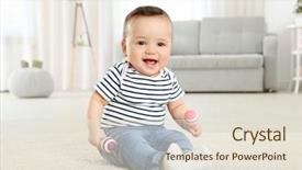  Presentation with new parents at home baby - Cool new slide deck with future trends - cute little baby with rattles backdrop and a lemonade colored foreground