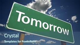  Presentation with vision - Presentation consisting of future vision signs - tomorrow road sign with dramatic background and a ocean colored foreground