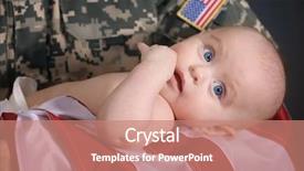  Presentation with baby foot newborn and family - Presentation theme having future war - military father holding his newborn background and a coral colored foreground