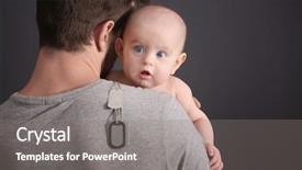  Presentation with newborn baby - Beautiful PPT theme featuring future war - military father holding his newborn backdrop and a gray colored foreground