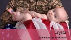  Presentation with newborn baby - Audience pleasing presentation theme consisting of future war - military father holding his newborn backdrop and a coral colored foreground
