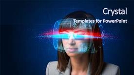  Presentation with high tech - Amazing slide set having future woman with high tech backdrop and a navy blue colored foreground