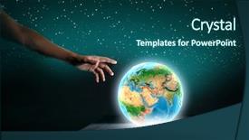  Presentation with nasa - PPT theme enhanced with future world - close up of human hand background and a ocean colored foreground