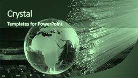  Presentation with world globe earth - Audience pleasing presentation design consisting of future world - technology earth globe against fiber backdrop and a tawny brown colored foreground