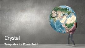  Presentation with nasa - PPT theme having future world - young girl student carrying earth background and a gray colored foreground