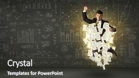  Presentation with handsome - Presentation design having futures contract - handsome businessman jumping with paper background and a dark gray colored foreground