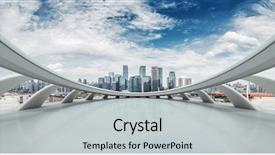  Presentation with cloud - Beautiful presentation theme featuring futurist building - cityscape and skyline of chongqing backdrop and a light gray colored foreground