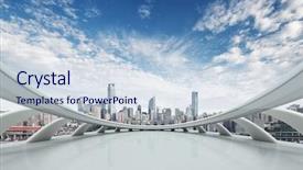  Presentation with cityscape - Audience pleasing PPT theme consisting of futurist building - cityscape and skyline of chongqing backdrop and a sky blue colored foreground