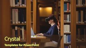  Presentation with virtual learning - Amazing theme having futuristic adult learning - mature student in virtual reality backdrop and a tawny brown colored foreground