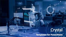  Presentation with designe for two wheelers safety - Presentation theme having futuristic adult learning - two young designers are working background and a ocean colored foreground