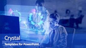  Presentation with new office - Amazing slide deck having futuristic adult learning - two young designers are working backdrop and a cobalt blue colored foreground