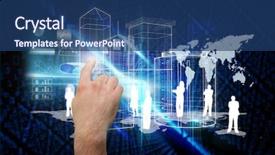  Presentation with black-hand - Slide set with futuristic black background with binary background and a ocean colored foreground