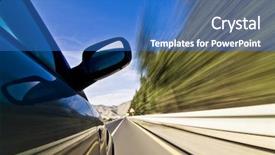  Presentation with maglev train high speed way - Slide deck enhanced with futuristic cars - abstract blurred action from car background and a teal colored foreground