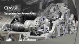 Presentation with exhibition - Presentation theme with futuristic cars - car engine at the exhibition background and a dark gray colored foreground