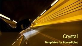  Presentation with gold mine tunnel gold mining - Cool new presentation design with futuristic cars - driving fast inside tunnel backdrop and a tawny brown colored foreground