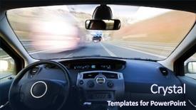  Presentation with speed - Audience pleasing theme consisting of futuristic cars - inside car view at high backdrop and a navy blue colored foreground