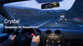  Presentation with car accident - Beautiful presentation theme featuring futuristic cars - inside car view at high backdrop and a ocean colored foreground