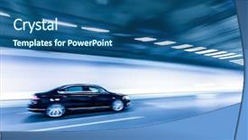  Presentation with tunnel - Cool new presentation design with futuristic cars - interior of an urban tunnel backdrop and a ocean colored foreground