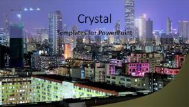  Presentation with hong kong - Cool new PPT theme with futuristic city - downtown in hong kong backdrop and a teal colored foreground