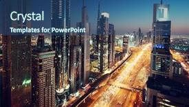  Presentation with dubai - Theme having futuristic city - dubai skyline in sunset time background and a ocean colored foreground