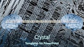  Presentation with artificial intelligence human brain - PPT theme enhanced with futuristic communication human brain background and a tawny brown colored foreground