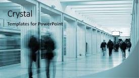  Presentation with passengers - Theme enhanced with futuristic design - metro station and passengers background and a  colored foreground