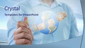  Presentation with futuristic - Presentation design having futuristic digital tablet against linear background and a light blue colored foreground