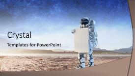  Presentation with spaceman - Cool new PPT theme with futuristic education - spaceman with banner mixed media backdrop and a light blue colored foreground