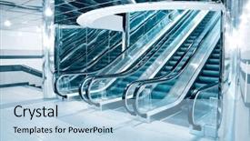  Presentation with futuristic - Slides having futuristic escalator in modern office background and a light blue colored foreground