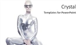 Presentation with cyber - Beautiful slides featuring futuristic female android - beautiful cyber woman sitting backdrop and a white colored foreground