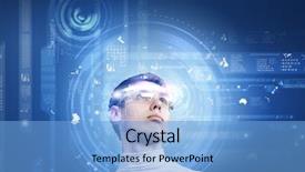  Presentation with futuristic glasses - Colorful PPT layouts enhanced with futuristic glasses against blue background backdrop and a light blue colored foreground