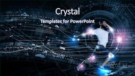  Presentation with sleep digital media - Presentation theme enhanced with futuristic health - young running man against digital background and a wine colored foreground