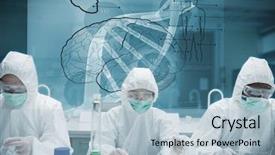  Presentation with brain dna - Audience pleasing presentation theme consisting of futuristic interface showing dna brain backdrop and a light blue colored foreground