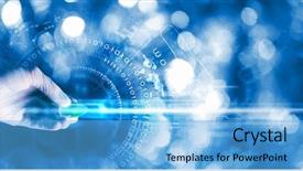  Presentation with medical hand - Presentation theme enhanced with futuristic medical - close up of scientist hand background and a light blue colored foreground