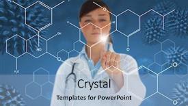  Presentation with spore - Cool new slide set with futuristic medical - doctor pressing touchscreen displaying holographic backdrop and a light blue colored foreground