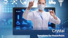  Presentation with telehealth - PPT theme consisting of futuristic medical - telehealth concept with doctor doing background and a ocean colored foreground