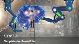  Presentation with medical brain - Beautiful PPT theme featuring futuristic medical concept with brain backdrop and a gray colored foreground