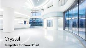  Presentation with modern building - Colorful slides enhanced with futuristic modern office building interior backdrop and a light gray colored foreground