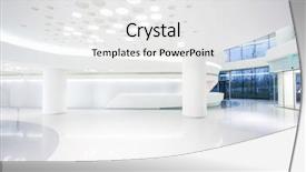  Presentation with modern building - PPT layouts consisting of futuristic modern office building interior background and a white colored foreground