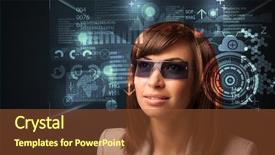  Presentation with futuristic glasses - Presentation design enhanced with futuristic smart high tech glasses background and a tawny brown colored foreground