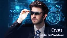  Presentation with futuristic glasses - Presentation design featuring futuristic smart high tech glasses background and a  colored foreground