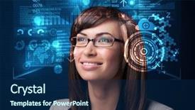  Presentation with futuristic glasses - Presentation design with futuristic smart high tech background and a navy blue colored foreground