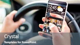  Presentation with humanity - Presentation design featuring futuristic smart phone phablet background and a ocean colored foreground