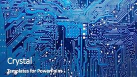  Presentation with blue circuit board - Presentation enhanced with futuristic technology - close up of computer circuit background and a ocean colored foreground