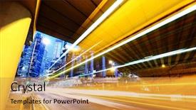  Presentation with city night - Amazing theme having futuristic urban city night traffic backdrop and a  colored foreground