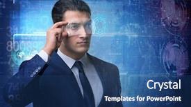  Presentation with vision - Colorful slide deck enhanced with futuristic vision concept with businessman backdrop and a ocean colored foreground