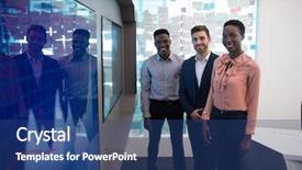  Presentation with female - Beautiful slide deck featuring futuristic wellness - portrait of male and female backdrop and a ocean colored foreground