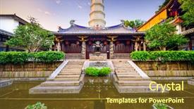  Presentation with china - Slides featuring the white pagoda temple background and a tawny brown colored foreground