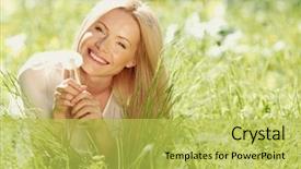  Presentation with dandelion - Colorful slide set enhanced with fuzzy - girl with a dandelion backdrop and a yellow colored foreground